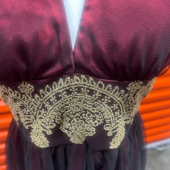 Adrianna Papell Red and Gold Embellished Halter Sundress - Picture 4 of 7